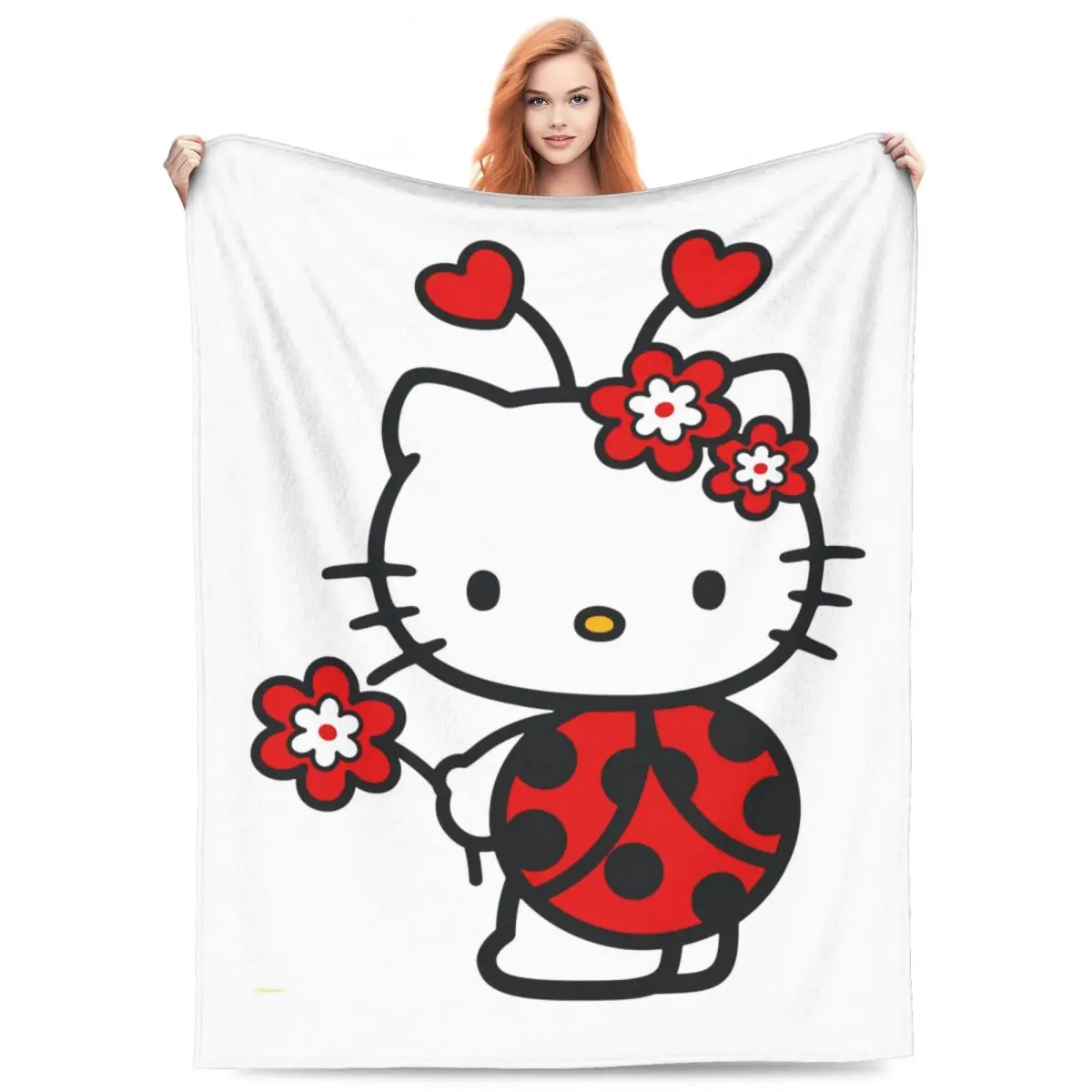 Одеяло с божьей коровкой Hello Kitty для косплея Фланелевое покрывало пикника на