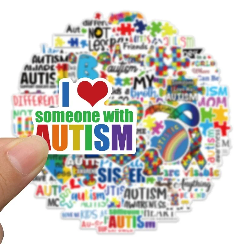 

50pcs Autism Awareness Stickers Pack Vinyl Waterproof Label Decals for Water Bottle Laptop Skateboard Bumper Autism Stickers