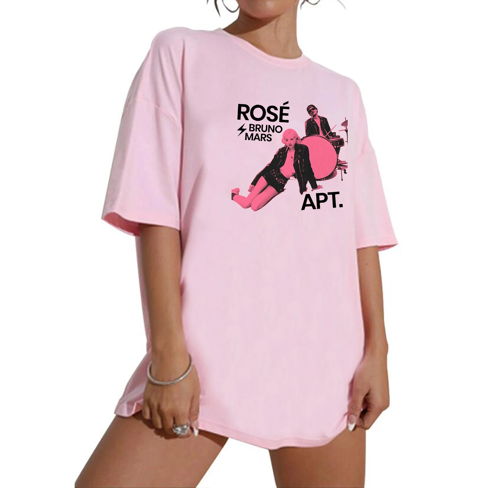 Розовая футболка Bruno Mars oversize