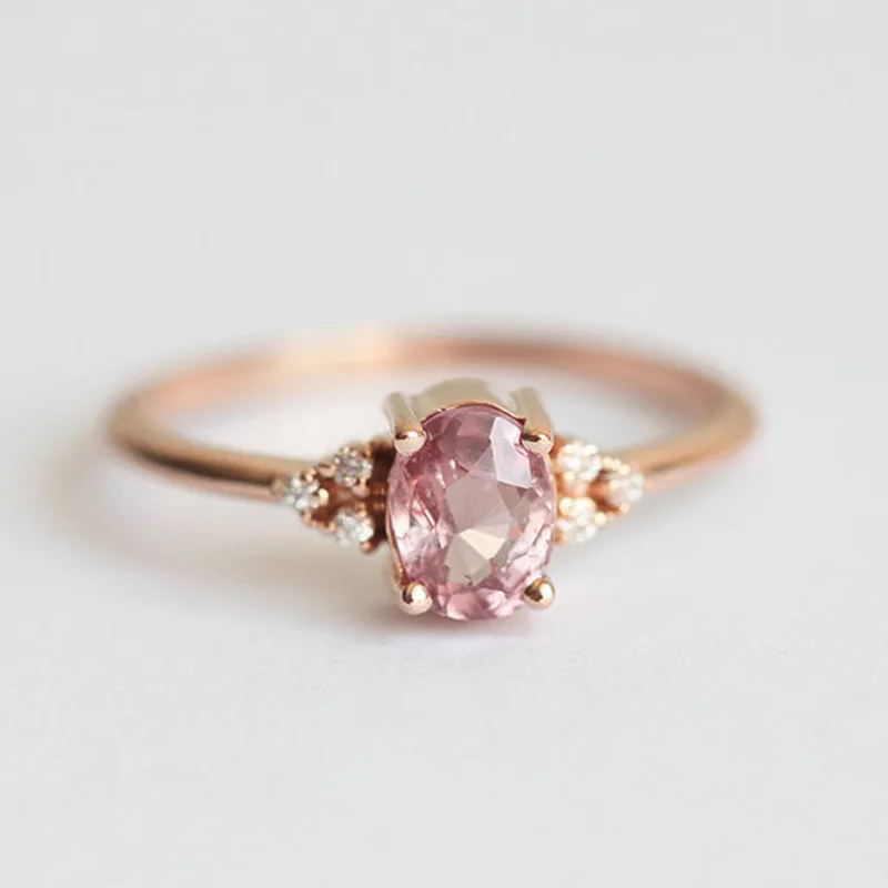 

New Trendy Women Ring Rose Gold color Solitaire Oval Cubic Zircon Special Wedding Ring For Women Wholesale New Arrival