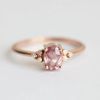 new trendy women ring rose gold color solitaire oval cubic zircon special wedding ring for women wholesale new arrival