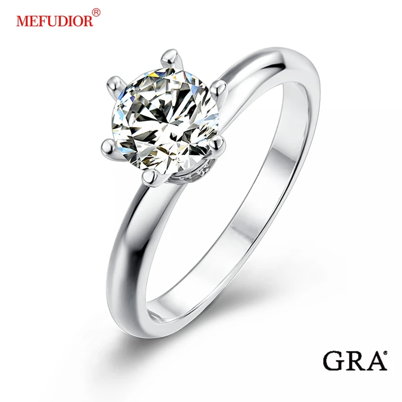 

Women's 1.0ct moissanit Diamond Ring 18K White Gold Silver Engagement Wedding Band Rings for Bride Party Jewelry Gift M09A