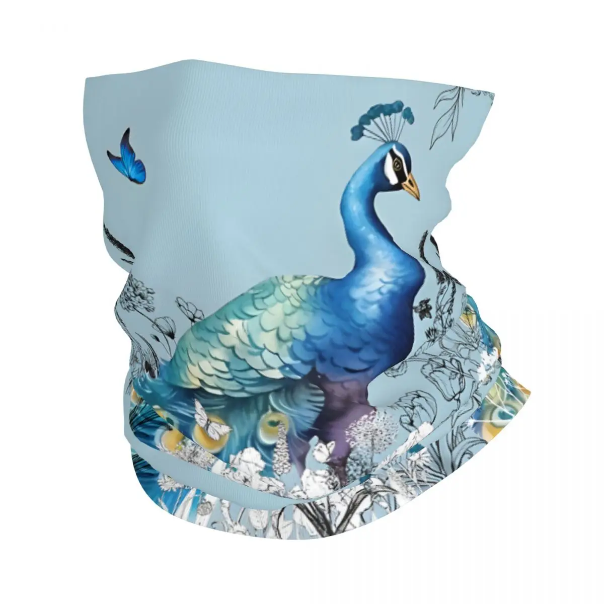Красивый синий шарф с павлином шейный платок маска для лица полиэстер