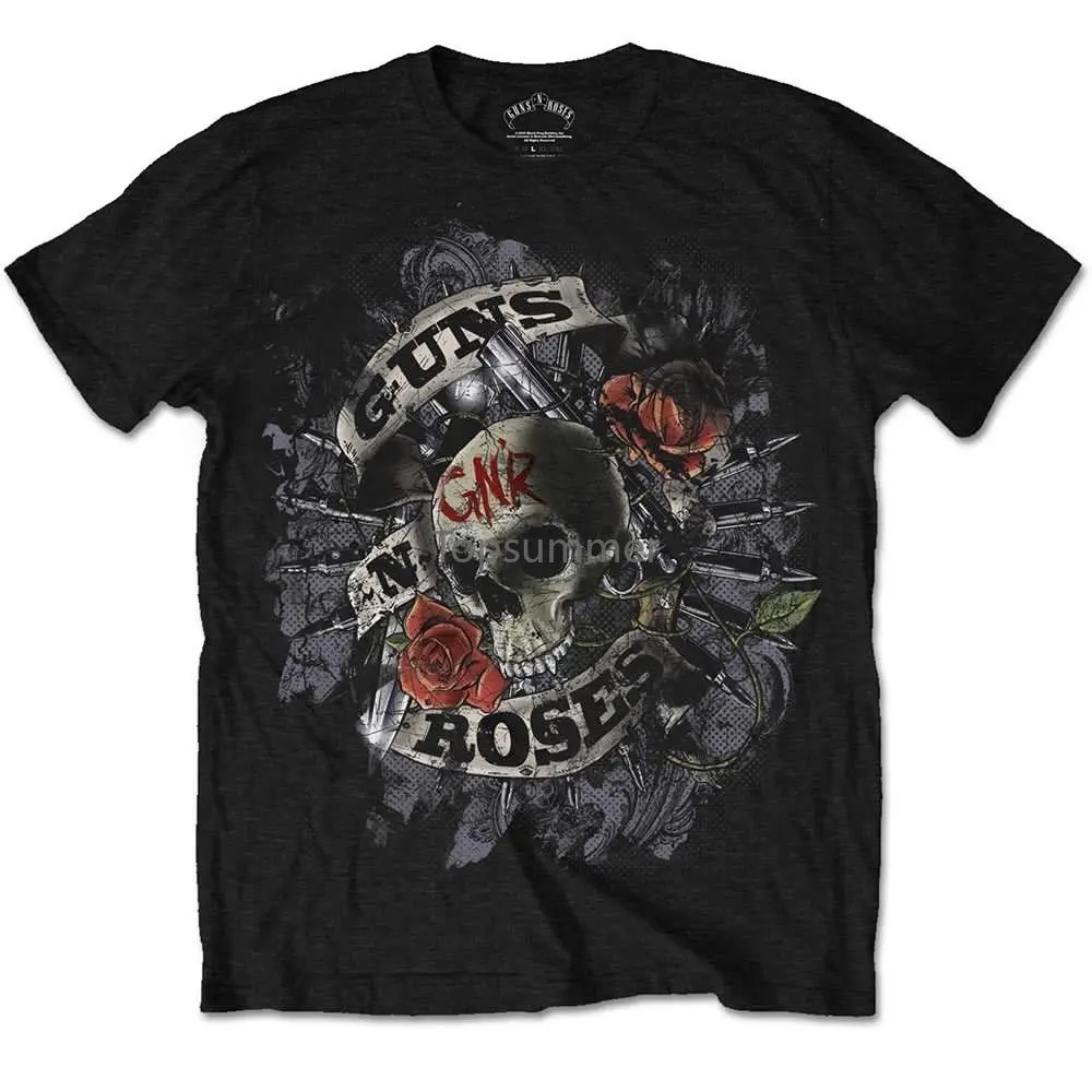 

Мужская футболка с принтом Guns N Roses, череп и пистолеты