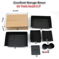for tesla model 3y under seat storage box car central control armrest boxes hidden storage organizers drawer auto accessories