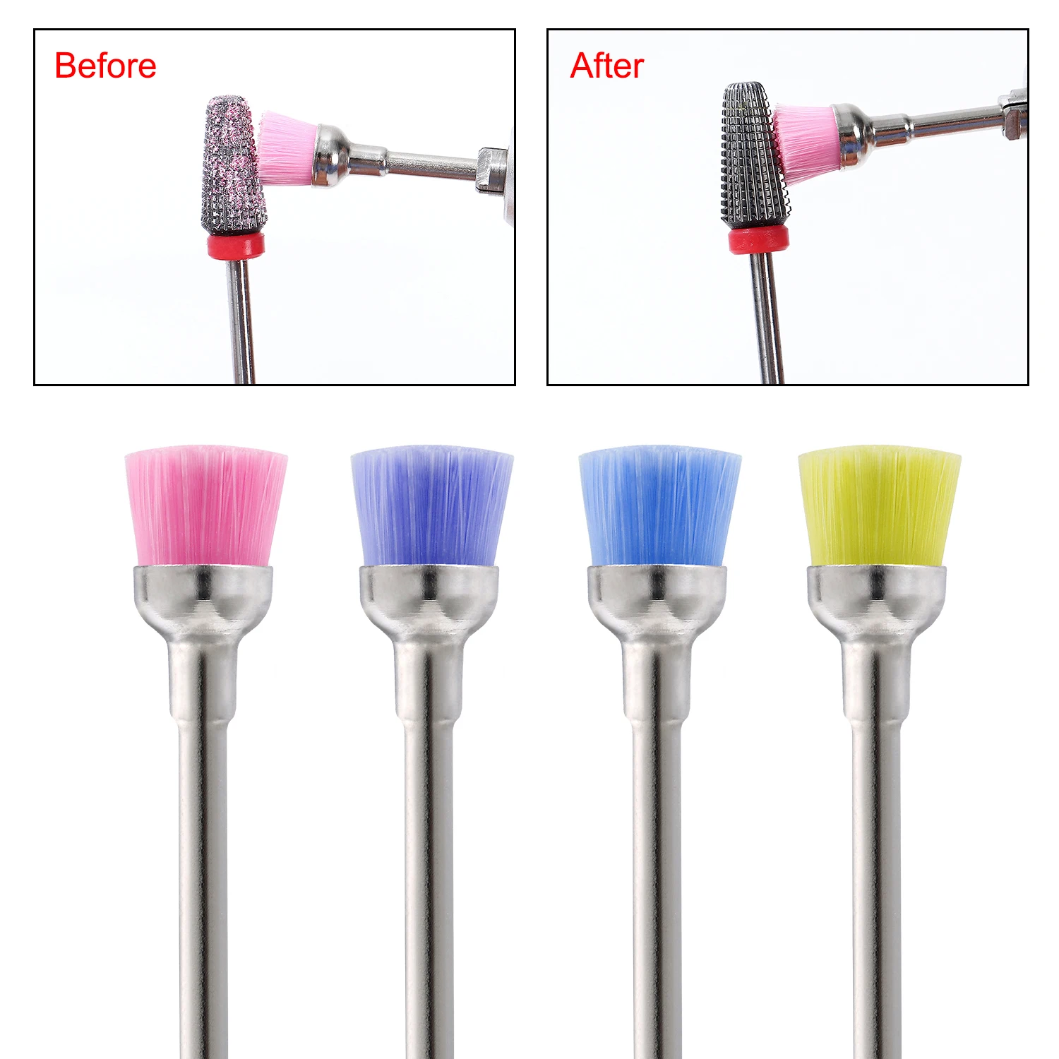 

BNG 2pcs Nail Brush Dust Brush Nail Drill Bit Brushes Nail Machine Files Beauty Makeup Nail Art Cleaning Tools 【Random Color】