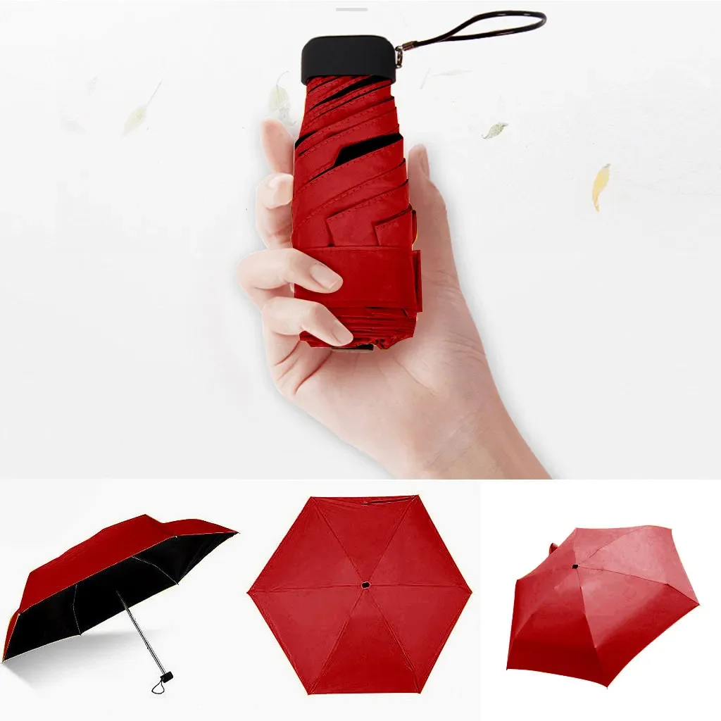 

Umbrella Flat Lightweight Parasol 5 Folding Sun Mini Foldable Umbrella Couple Short Handle Wind Durable Resistant Umbrella