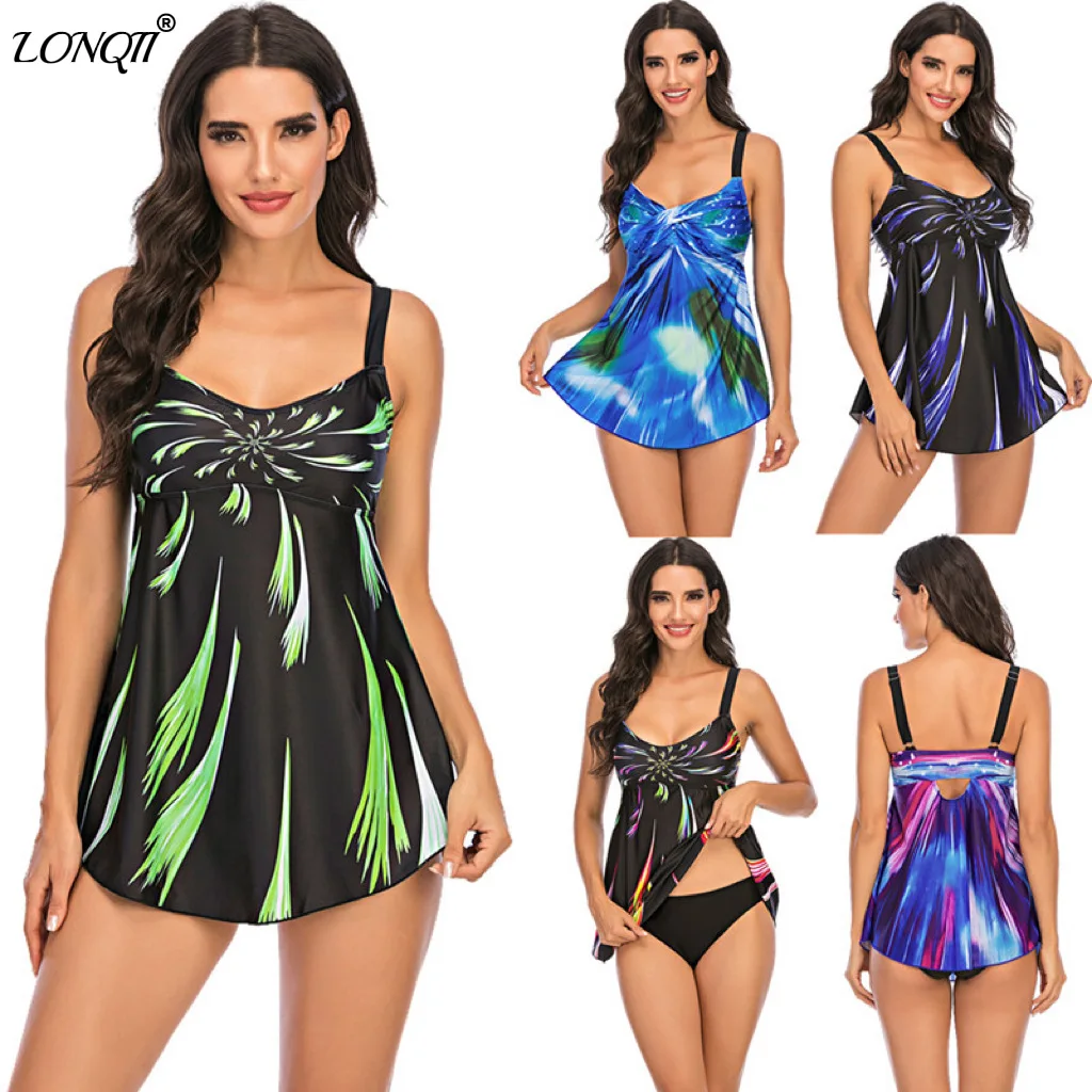 

Women Plus Size 5xl 2 Piece Tankini Large Size 3xl Swimwear Swimdress 4xl Swim Dress Swimsuit Top Print Colorful Bathing Suit