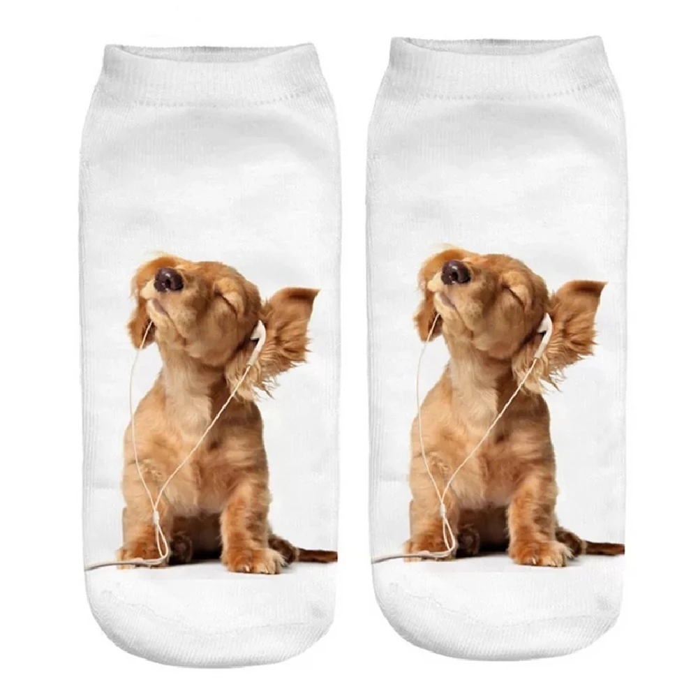 Новинка крутые забавные короткие носки для косплея с 3D-принтом счастливой собаки