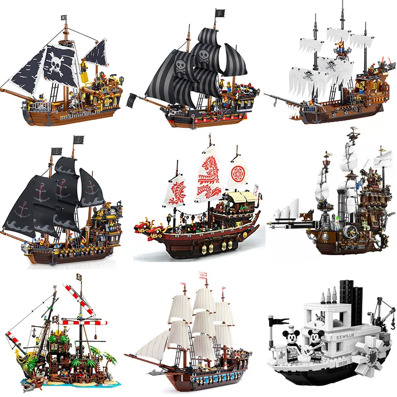 

MOC Pirates of the Caribbean Ship Imperial Flagship Silent Mary Ship Model Building Blocks Brick 180141 10210 22001 DIY Toy Gift