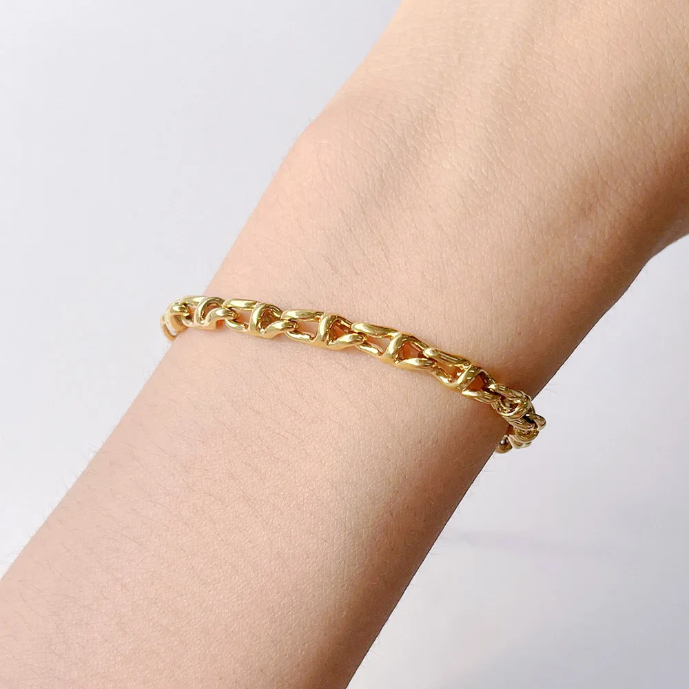 

New Korean Simple Design Pure Copper Bracelet Chain Shape Hand Accessories for Women's Street OL