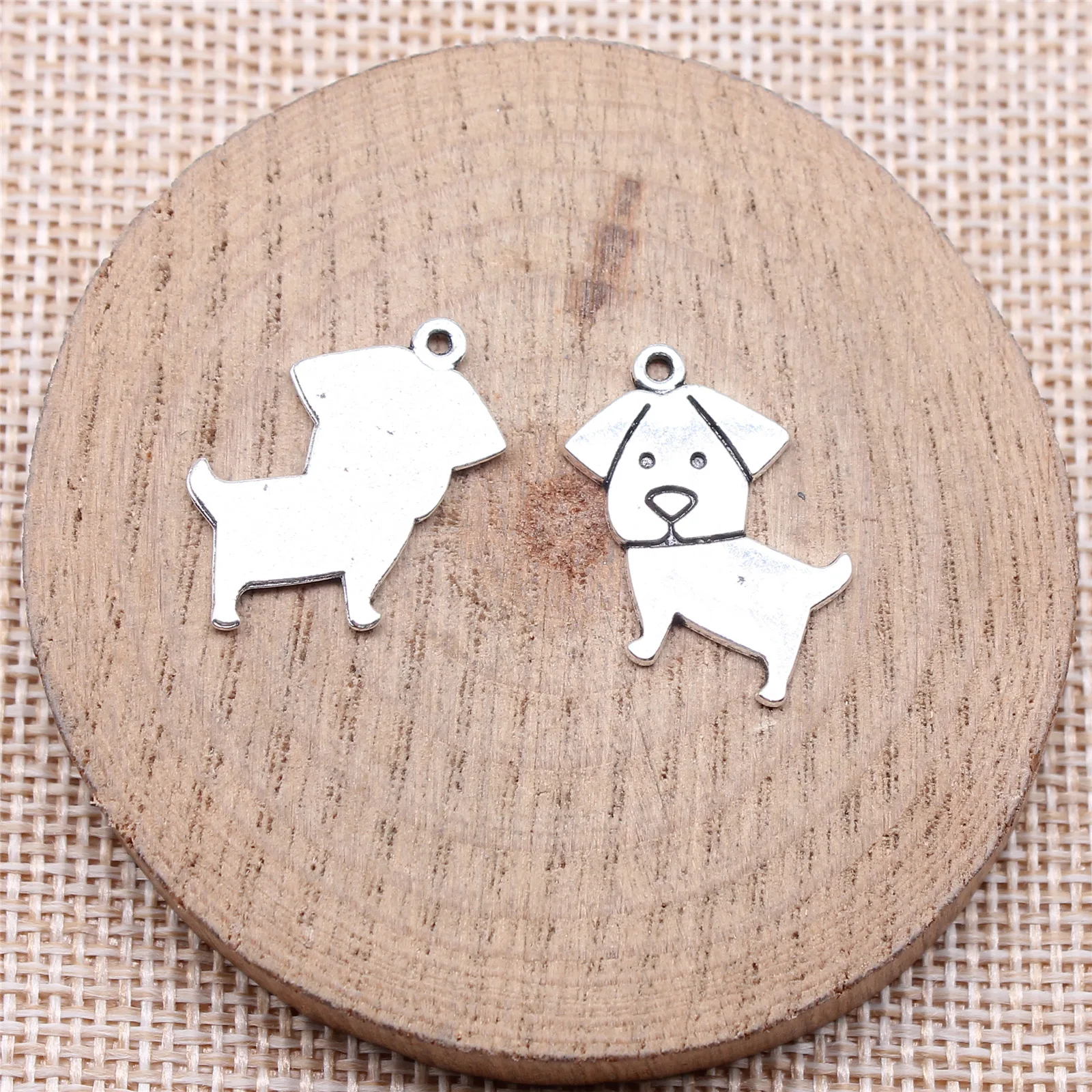 10Pcs 20x19mm Antique Silver Color Puppy Dog Charms Pendant Designer Charms Fit Jewelry Making DIY Jewelry Accessories