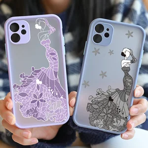 Fashion Wedding Dress Girl Matte Phone Case for IPhone 12 11 13 Pro Max X XR XS Max 6 7 8 Plus SE Cover IPhone 11 Case for Women