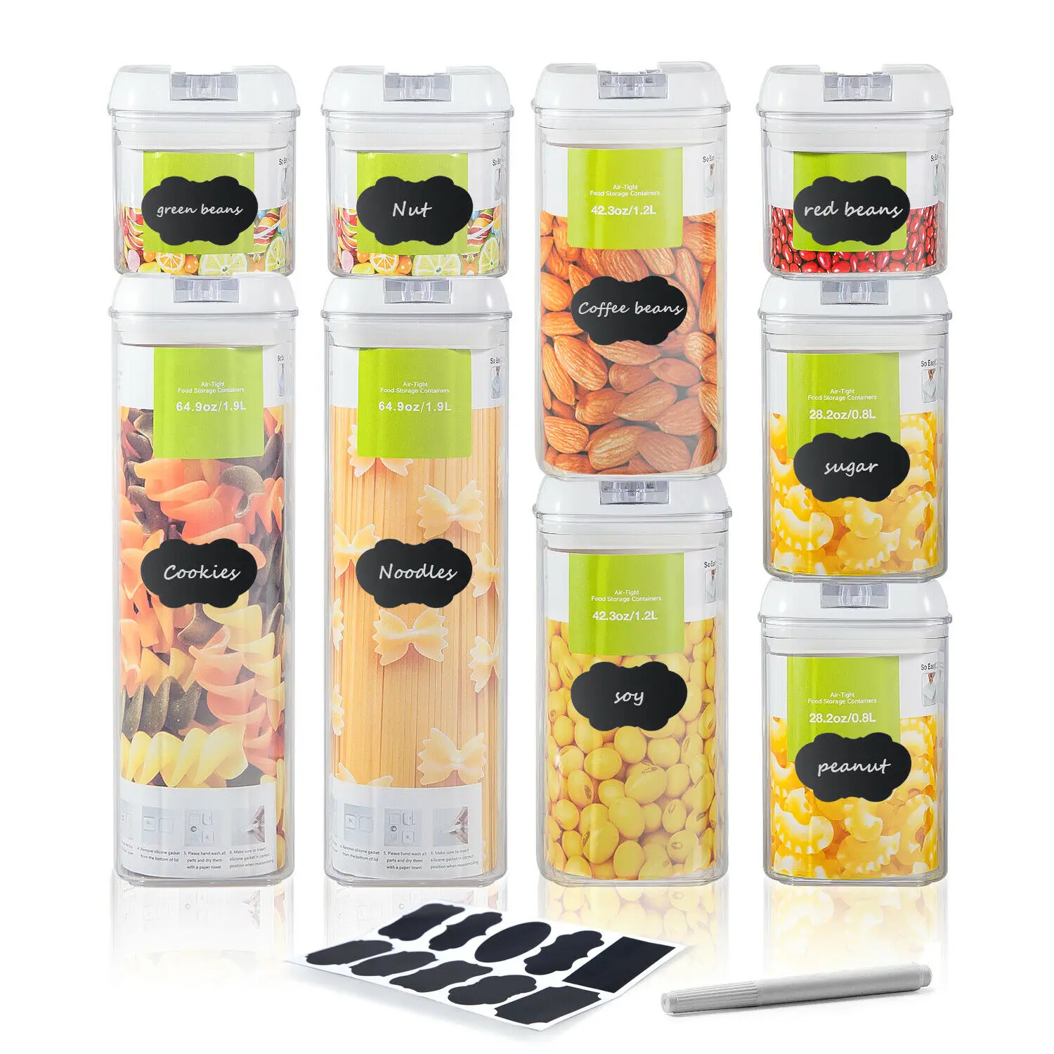 

9pcs Airtight Food Storage Container Kitchen Sugar Organizer Can