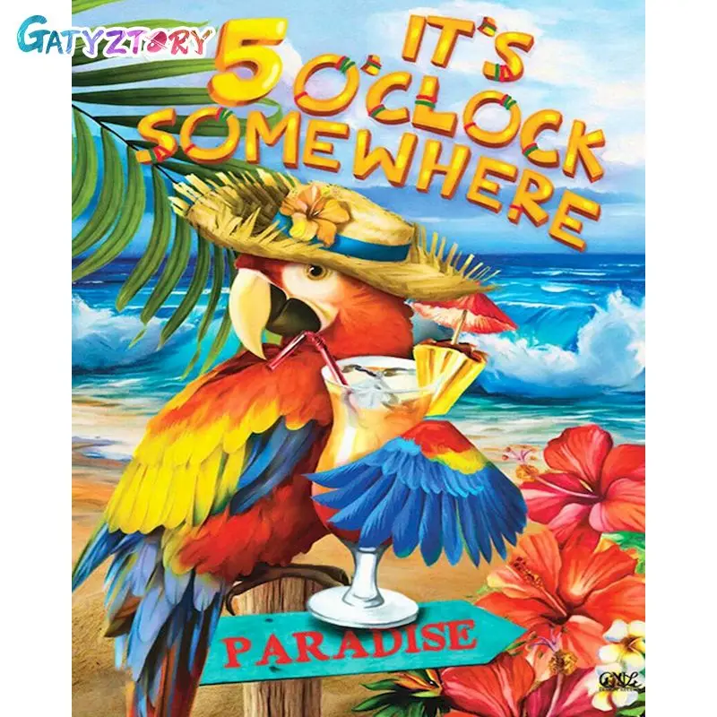 

GATYZTORY Parrot Animals Painting By Numbers For Adult and Child DIY On Canvas Coloring By Number Handpainted Home Decor Gift Ar