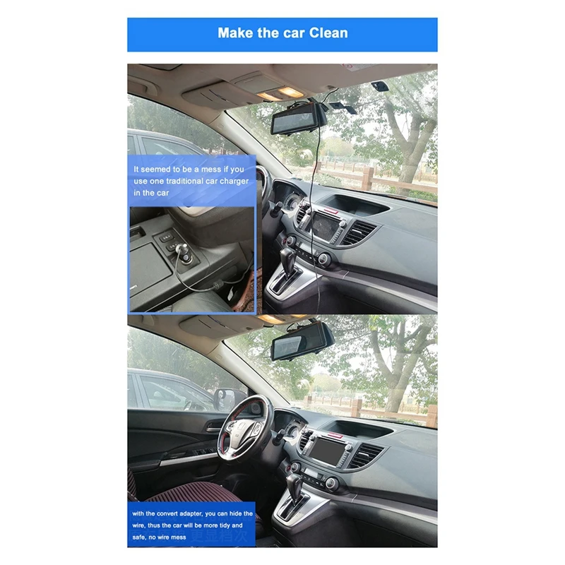12/24V To 5V Car Dash Cam Wire 3.2M Mirror DVR Hardwire Cable Kit Video Recorder Mini Micro-USB Charger Line