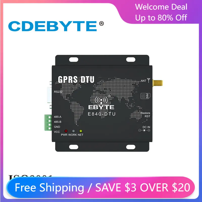 

CDEBYTE Serial to GPRS DTU E840-DTU(GPRS-03) V2.0 DC:8 ~ 28V RS485/RS232 интерфейс 30 ~ 33 дБм