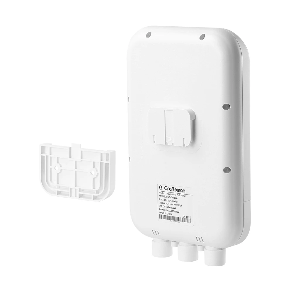 Фото C GC-Q08CB 8-портовый уличный PoE-коммутатор, водонепроницаемый, 2GE + SFP Uplink, IEEE 802.3af/at, 1000 Мбит/с, 30 Вт/порт, расстояние 100 м, G.Craftsman №5
