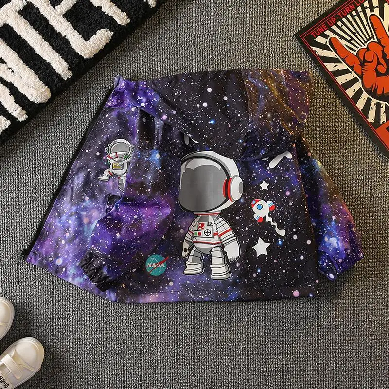 

Весна-Осень 2023, Детское пальто с мультяшным рисунком, куртка с капюшоном на молнии для маленьких мальчиков и девочек, детская модная толстов...