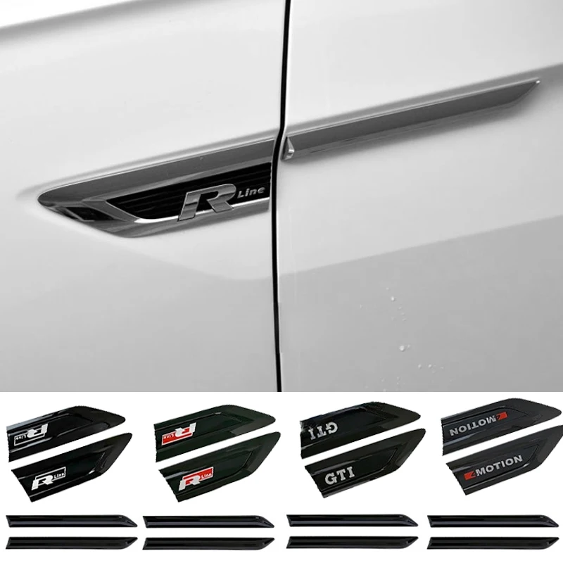 

4pcs Car Side Fender Badge Emblem Bumper Strip Sticker for VW Rline GTI 4MOTION Polo Golf Jetta Touran Tiguan Passat MK7 Beetle