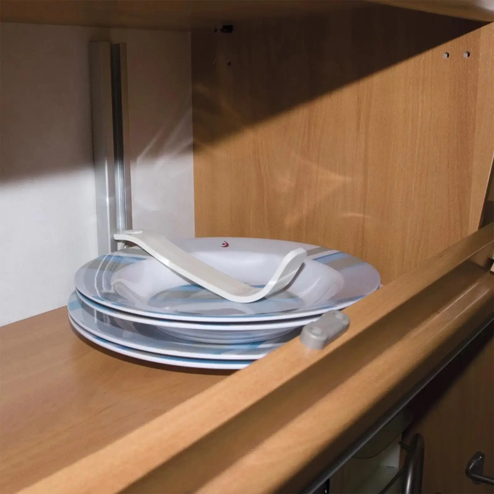 

RV Dish Fixing Strip Anti-Skid Replacement with Press Handle Easy to Install Dish Dragging Fit for Travel Tour Retainer Camper