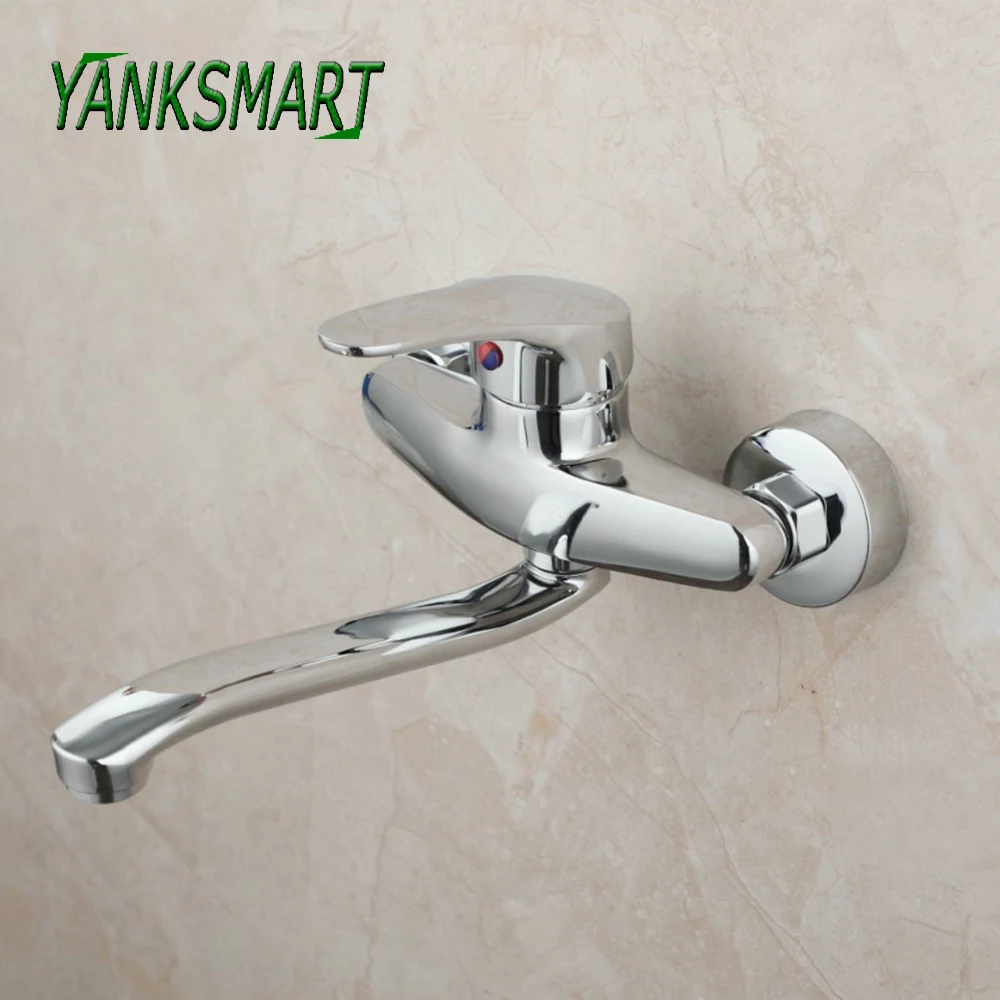 

YANKSMART хромированный полированный смеситель для ванной комнаты, раковина, ванна, настенные смесители для стирки, смеситель для умывальника, смеситель для холодной и горячей воды