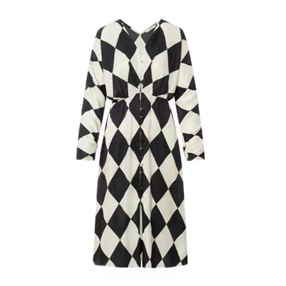 

MS Diamond Tile Print Silk Dress #wfms5463