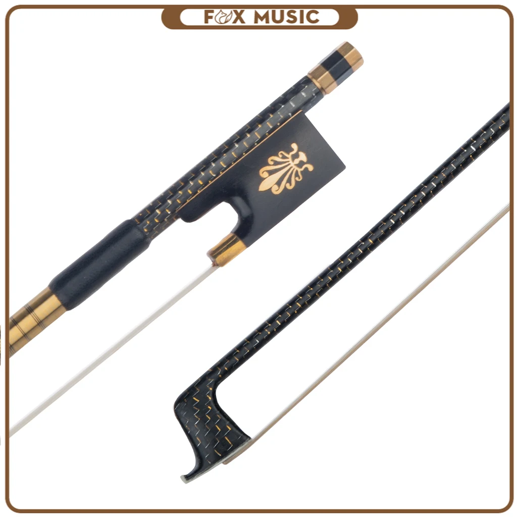 Professional 4/4 Size Violin/ Fiddle Bow Carbon Fiber Bow Golden And Silver Silk Braided Stick AAA Grade Horsehair Ebony Frog