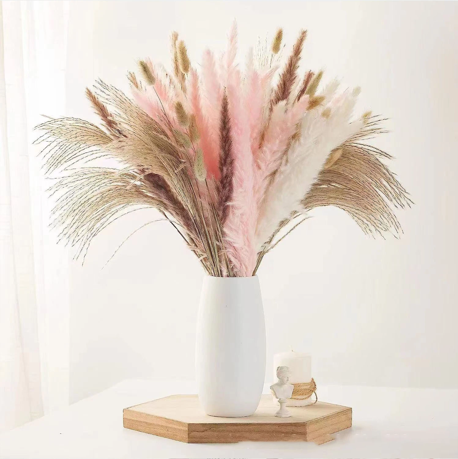 

Украшение из пампасной травы, пушистое свадебное украшение для композиции, натуральные нефрагмиты, сушеные цветы, букет в стиле бохо, домашний декор