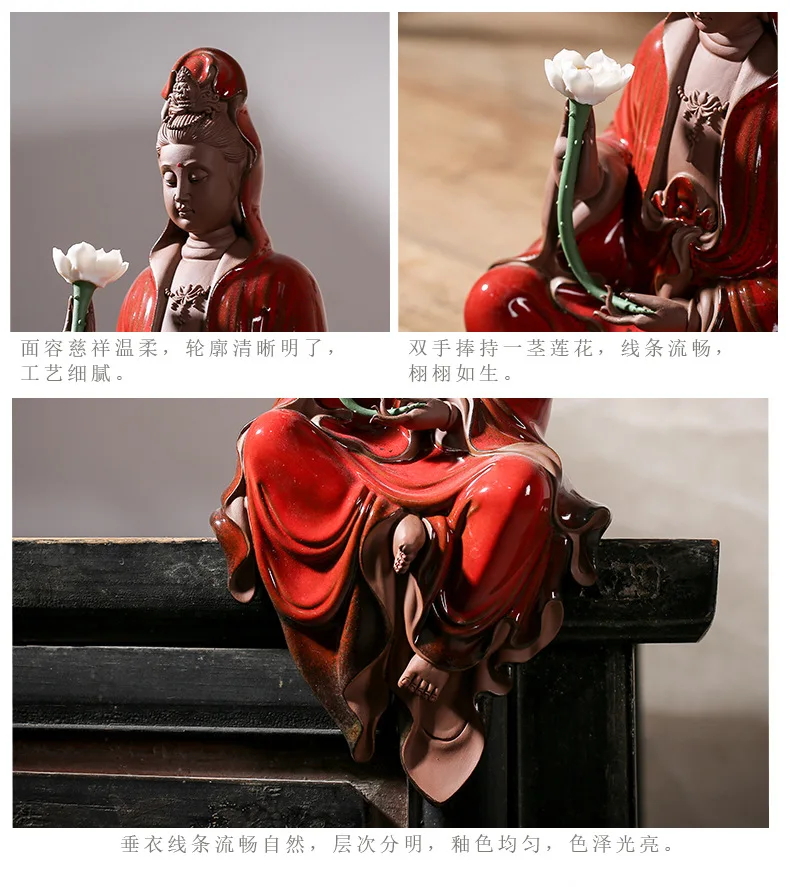 Фото Курильница Guanyin для благовоний со светодиодсветильник кой, керамическая подставка для благовоний в стиле ретро, дзен, орнамент, курильница Бодхисаттва для дома №3