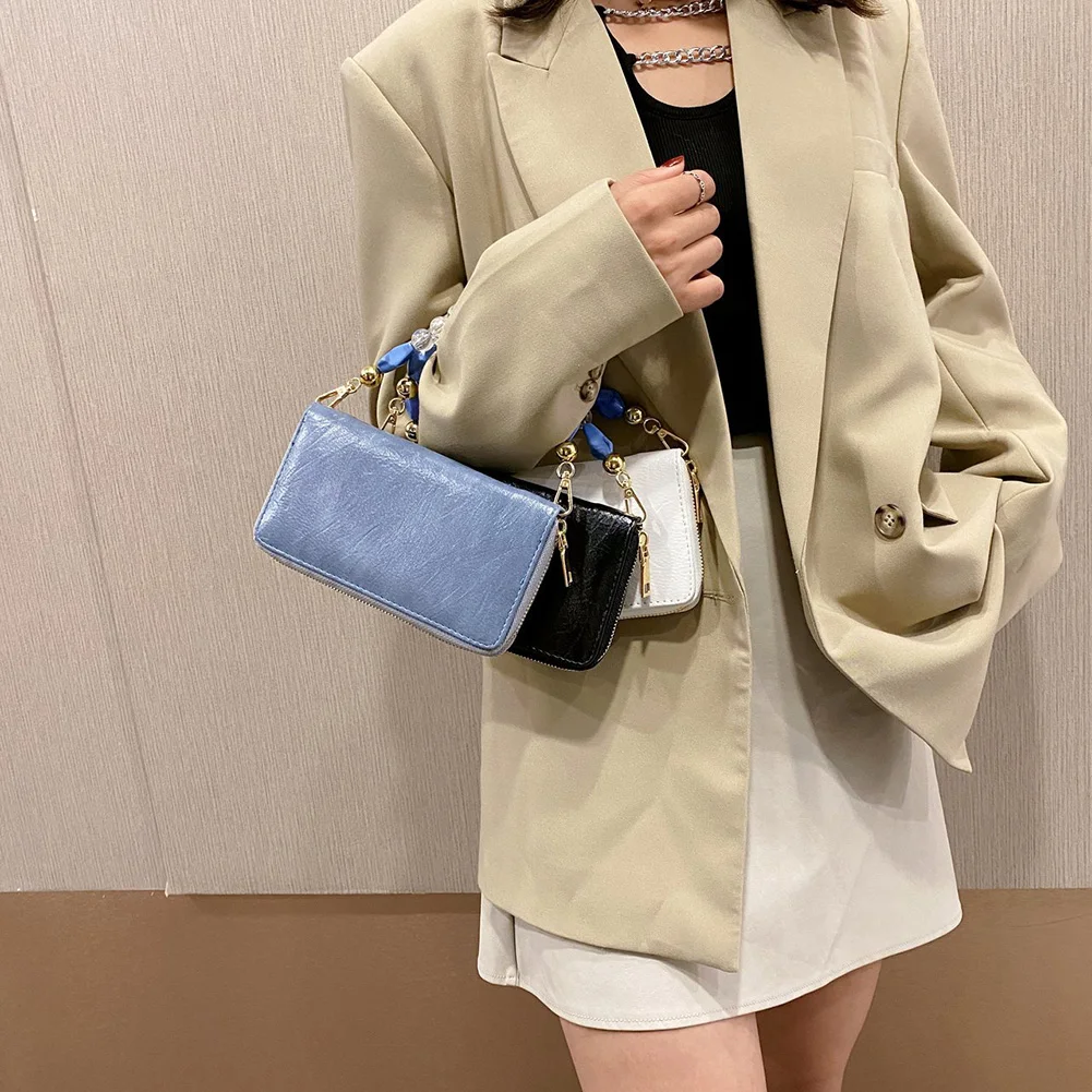 

Bracelet Keychain Card Bag Fashionable Tassel Wallet Wristlet Women Solid Colour PU Leather Bags for Women 2020