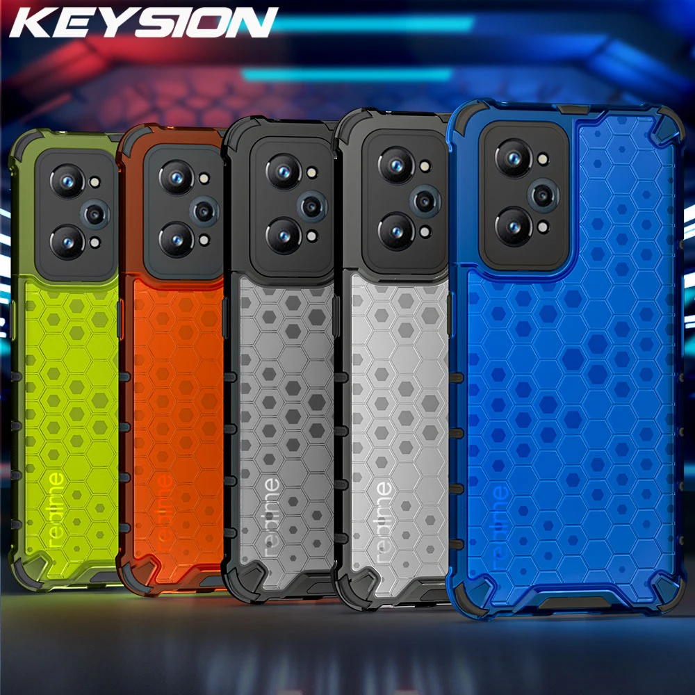 keysion shockproof case for realme gt neo 2 2t 8i q3s c25s c20a c11 2021 narzo 50a 50i honeycomb phone back cover for oppo a95 free global shipping