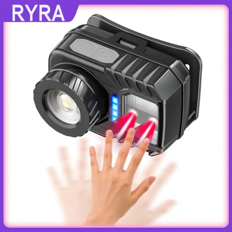 

Rechargeable Headlamp Camping Hiking Night Fishing Flashlight LED Multifunctional Zoomable Sensor Headlight Portable Lighting