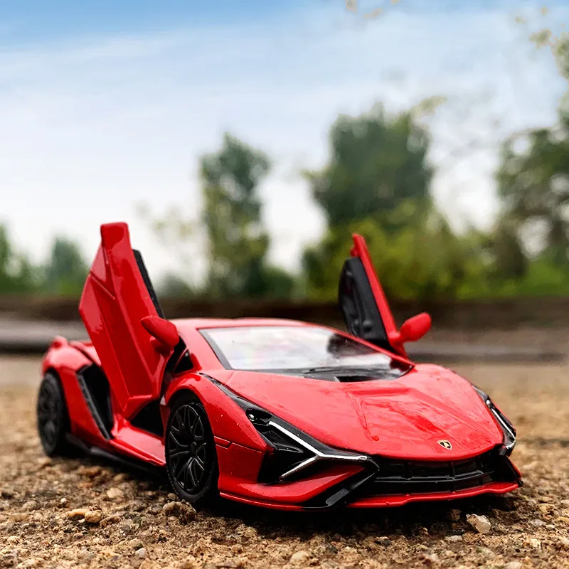Lamborghini-Coche de juguete de aleación fundido a presión, modelo de coche Sian 1:36, colección de supercoche, vehículo de juguete para decoración, regalos F123