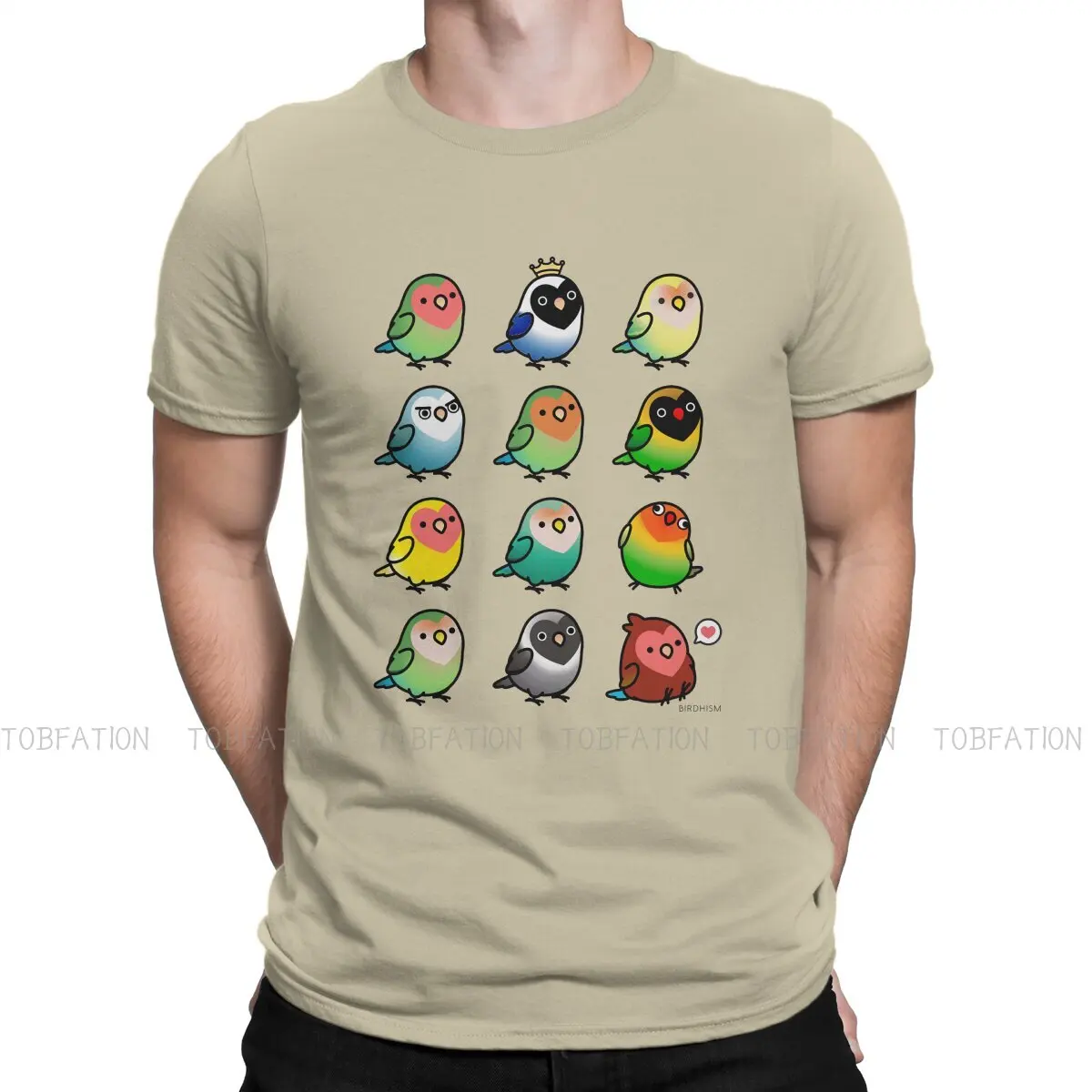 

Parrot 100% Cotton TShirts Chubby Lovebirds Distinctive Men's T Shirt Hipster Tops Size S-6XL