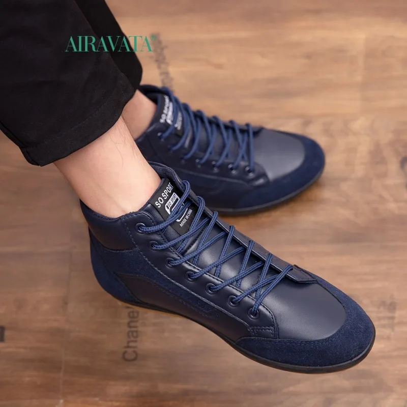 New High Quality Men's Casual Shoes Waterproof Work Shoes Outdoor Comfort High Top PU Loafers Plus Size 39-46 Male