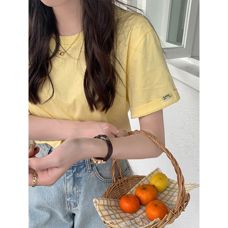 

8 цветов 2022 летний дизайнерский Свободный Топ с коротким рукавом, Женские Повседневные базовые футболки, женская футболка (X2391)