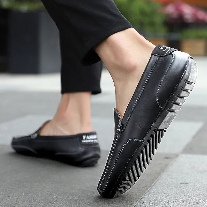 Leather Men Shoes Luxury Trendy Casual Slip on Formal Loafers Men Moccasins Italian Black Male Driving Shoes Sneakers Plus Size images - 6