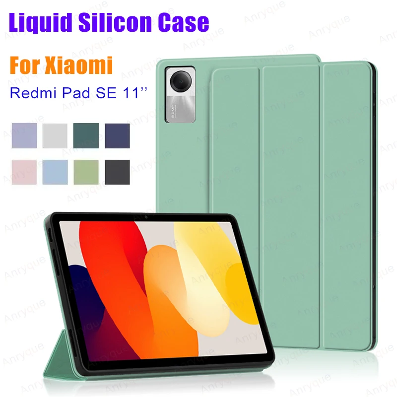 Фото Чехол для Xiaomi Redmi Pad SE, чехол 11 дюймов из искусственной кожи, мягкий силиконовый чехол-подставка с откидной крышкой для Funda Redmi Pad SE с автоматическим переходом в спящий режим и пробуждением №1