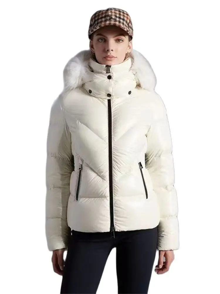 2022 Winter New Women's Down Jacket Detachable Fur Collar High Quality Short Hooded Down Jacket Thickened Warm Fashion Jacket