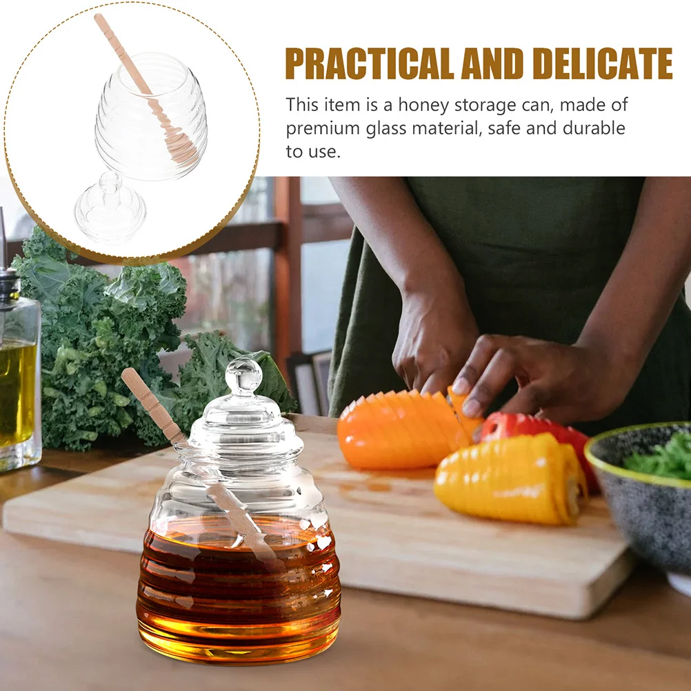 Стеклянная банка для меда кухонный декоративный контейнер с крышкой прозрачный
