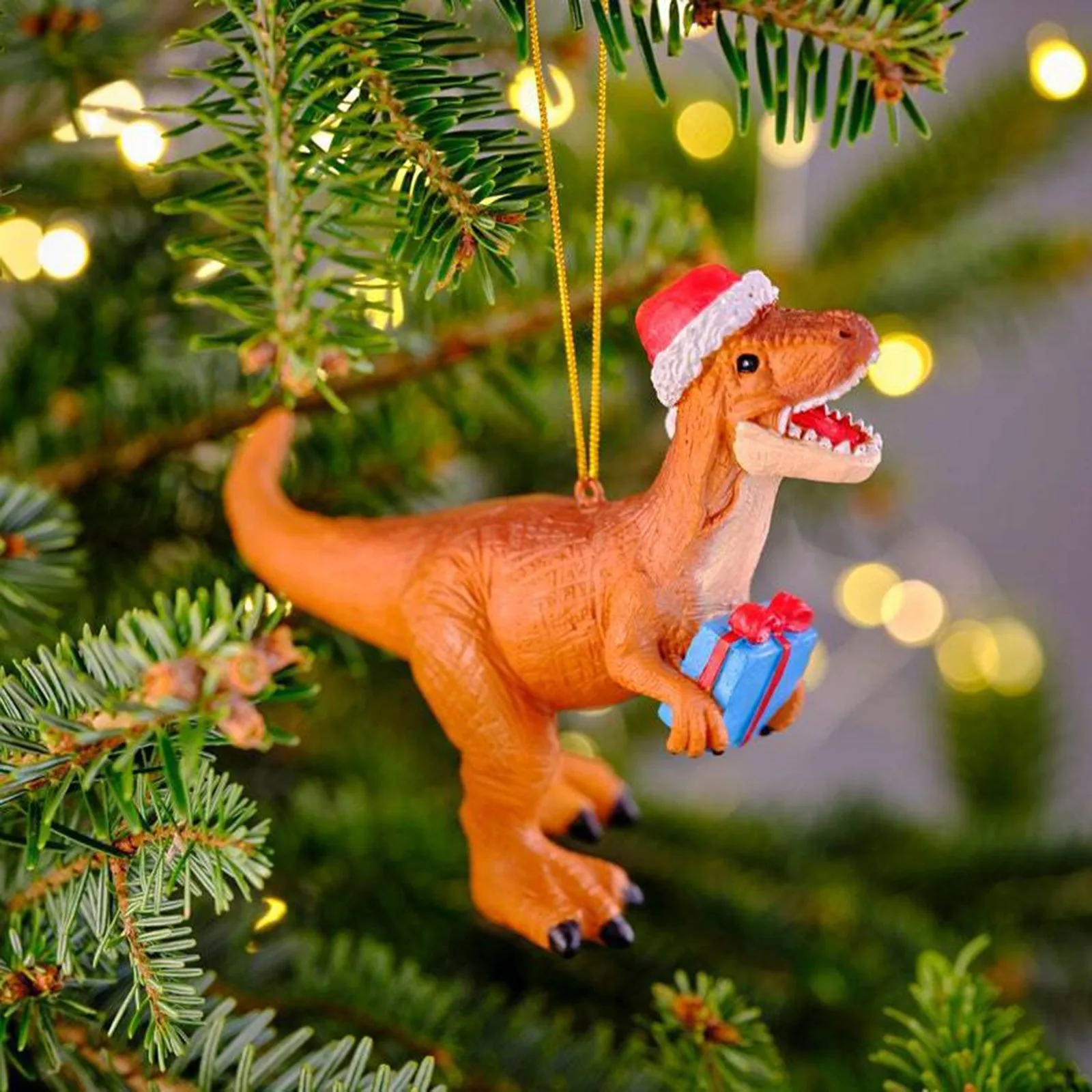 Christmas Dinosaur Pendantd Cartoon Animal Christmas Hat Acrylic Xmas Tree Ornaments 2023 New Year Natale Kerst Home Decor