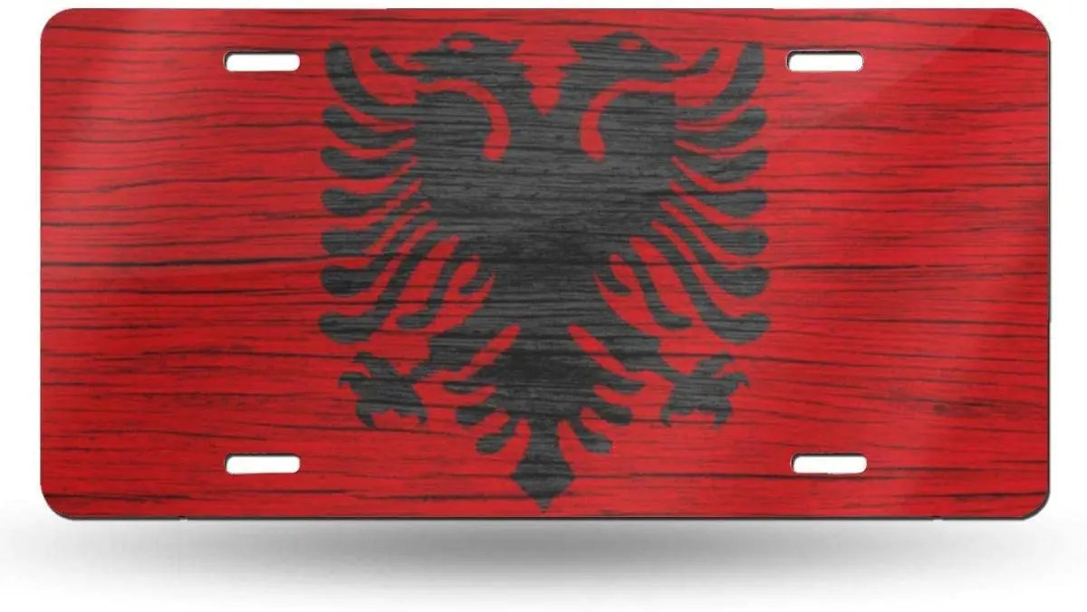 

Anwei Wooden Texture Albanian Flag Novelty Car 6x12 Aluminum Front Vehicle License Plate Frame Vanity Tag Sign