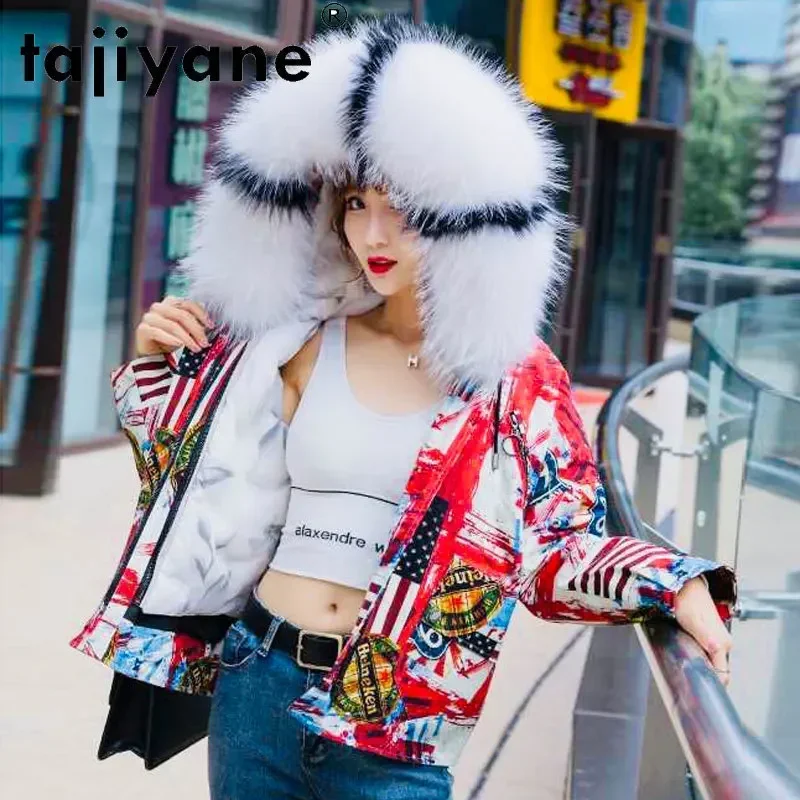 Зимнее пальто Tajiyane Женская куртка на белом утином пуху Воротник из натурального