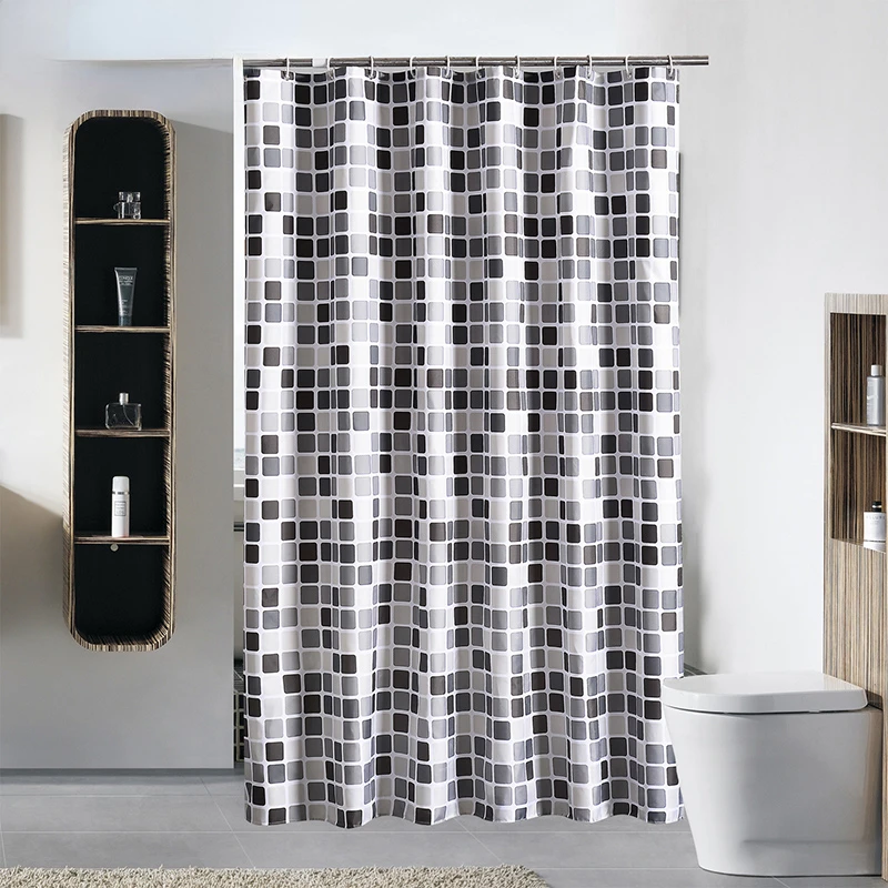 

Shower Curtain with 12 Hooks Mosaic Printed Bathroom Curtains Polyester Cloth Bath Curtain for Bathroom Decoration