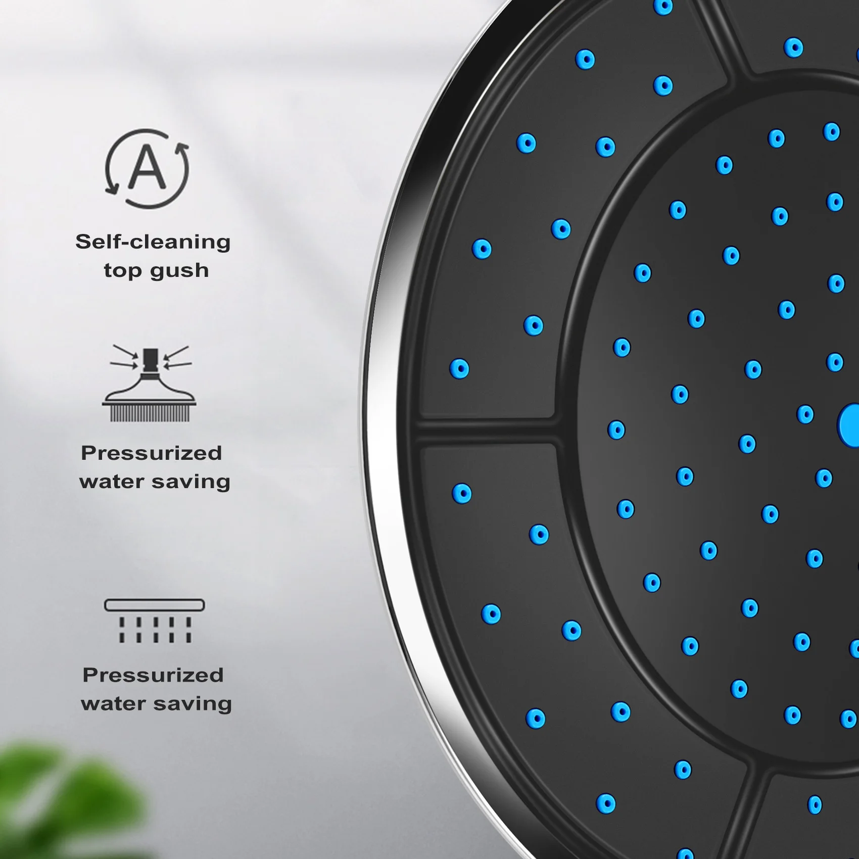 1 шт. 25 см пластиковая круглая форма насадка для душа с питанием от дождя верхняя