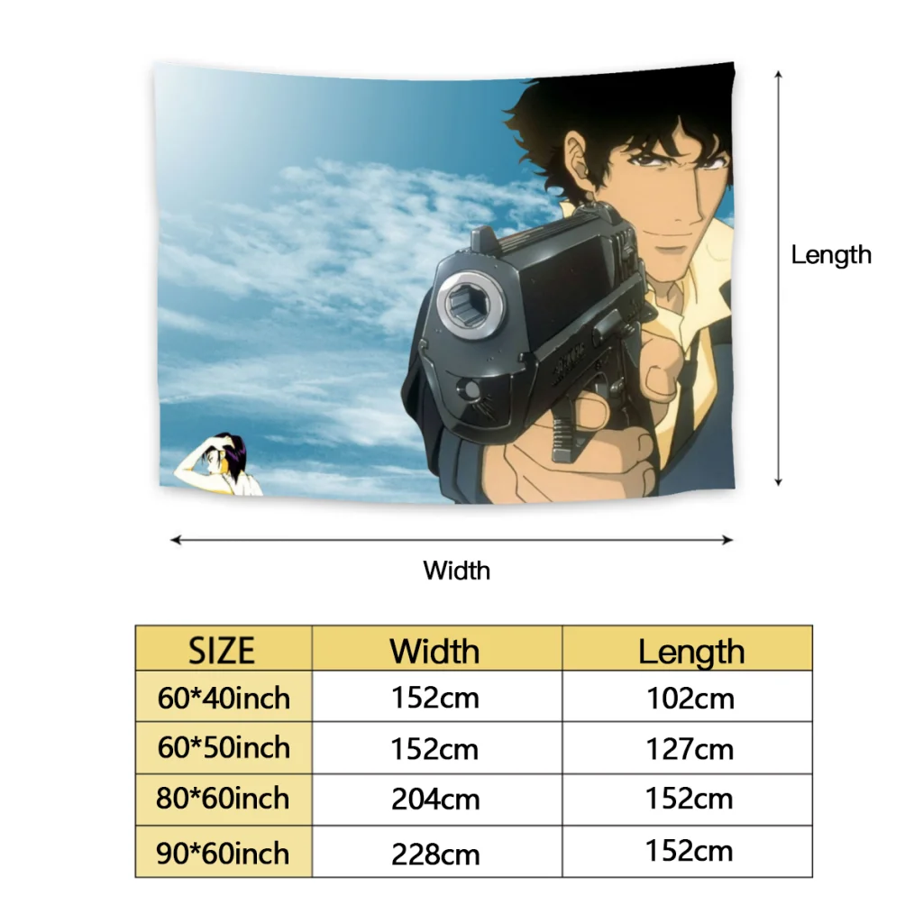 Holding A Pistol Bedroom Tapestry Cowboy Bebop Spike Anime Background Hanging Blanket Room Arts Decor Ornaments Gobelin |