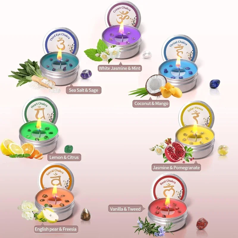 Свечи чакры хрустальные ароматизированные свечи набор свечей из соевого воска