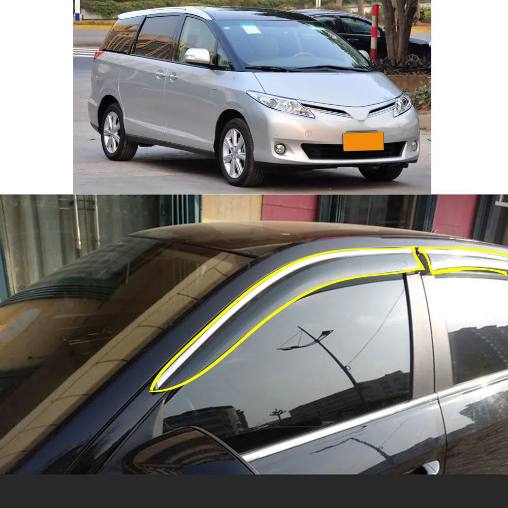 Car Body Sticker Plastic Window Glass Wind Visor Rain/Sun Guard Vent For Toyota Previa Estima Tarago 2006 2007 2008 2009 2010