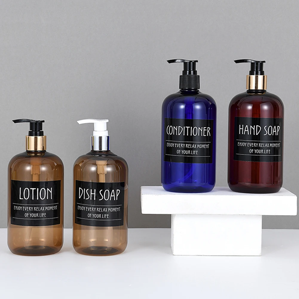 

3pcs 500ml Soap Dispenser Bottle 17oz Plastic Bottles With Pump Large-capacity Press Empty Bathroom Shampoo Body Soap Bottle